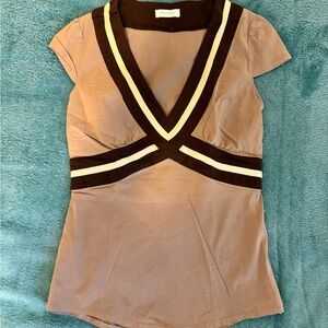 Orsay, Chic V-Neck Brown Top